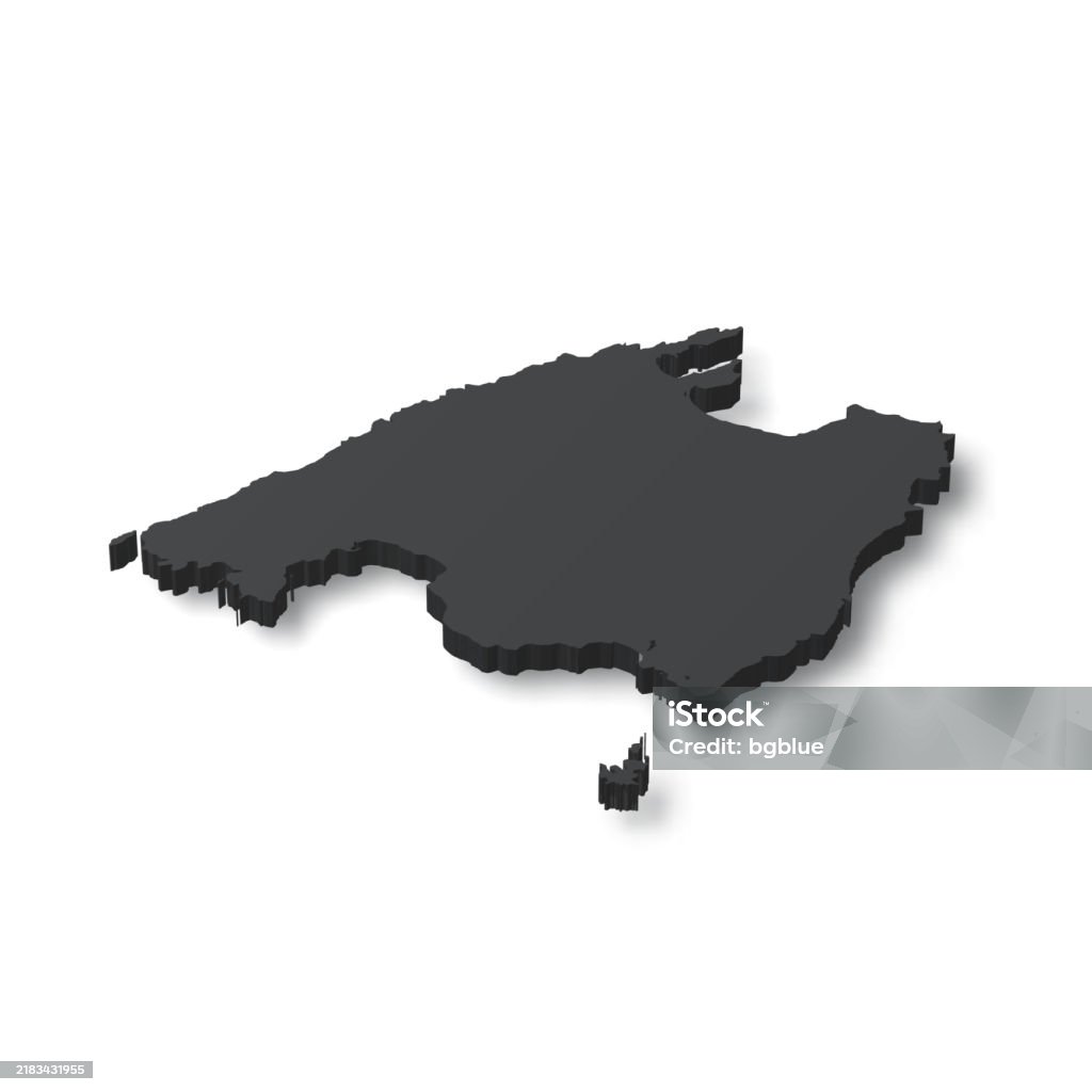 Easy Majora Map Majorca 3d Black Map On White Background Stock Illustration - Download ...