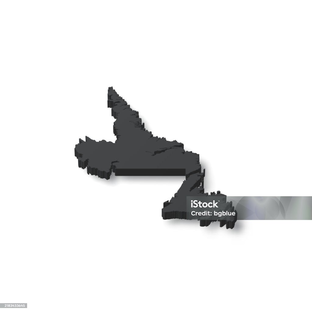 Newfoundland Abstract Map Newfoundland And Labrador 3d Black Map On White Background Stock ...