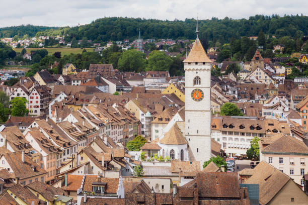 istock Charming European Townscape With Historic Clock Tower 2183440460