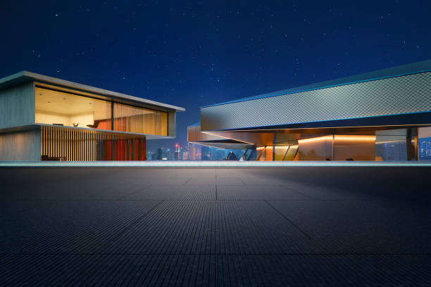 istock 3D rendering modern buildings showing futuristic architecture at night with starry sky 2183444264