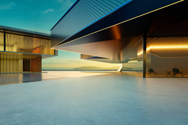 istock 3D rendering modern empty office building waiting for employees at sunset 2183444315