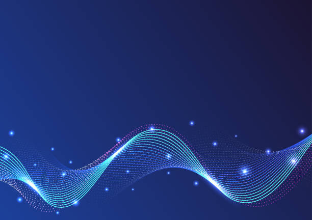 istock Abstract futuristic wave technology on dark blue background. Design for futuristic, fiber optic, wave, telecoms, digital, online, network, communication, connection. 2183449425
