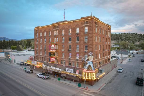 Ely, United States – June 08, 2024: The Hotel Nevada is a vintage historic building that lies along Highway 50, also called the Loneliest Road, in White Pine County, Nevada.