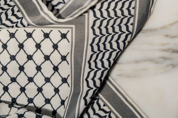 istock Arab Keffiyeh scarf on white marble 2183454805