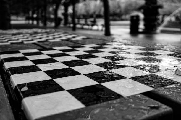 istock Close-up of a wet chessboard 2183455378