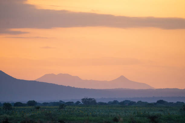 istock Sunset with a Meru mountain backdrop and trees. Mount Kilimanjaro, Tanzania 2183456779