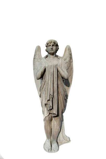 istock Angel. Antique stone statue isolated on white background. 2183458988