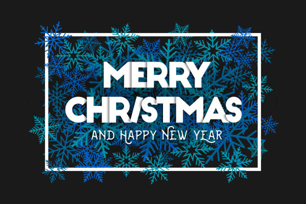 istock Merry Christmas and happy new year with snow and letters inside a frame 2183464253