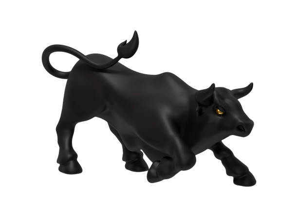 istock Black Bull realistic 3d cartoon style. Bull isolated on white background. Vector illustration 2183466191