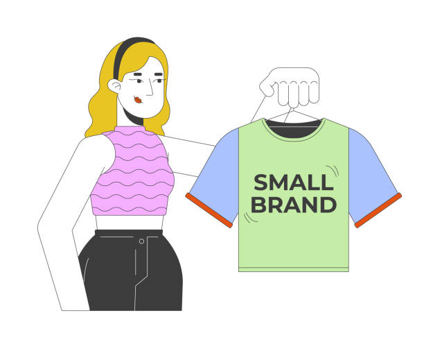 istock Caucasian woman buying small branded tshirt 2D cartoon character 2183466663