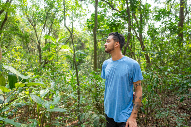istock Man breathes fresh air and contemplates nature. 2183474272
