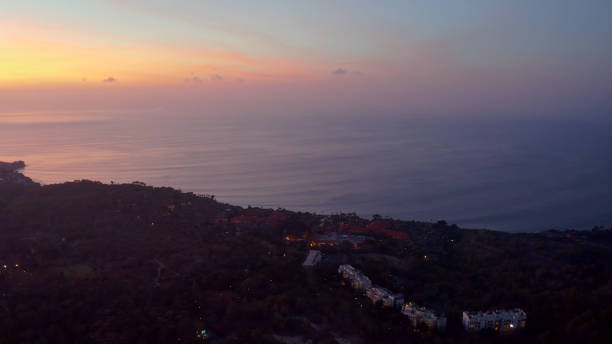 Aerial photography of The coastline of Bali, Indonesia.Including islands, oceans.