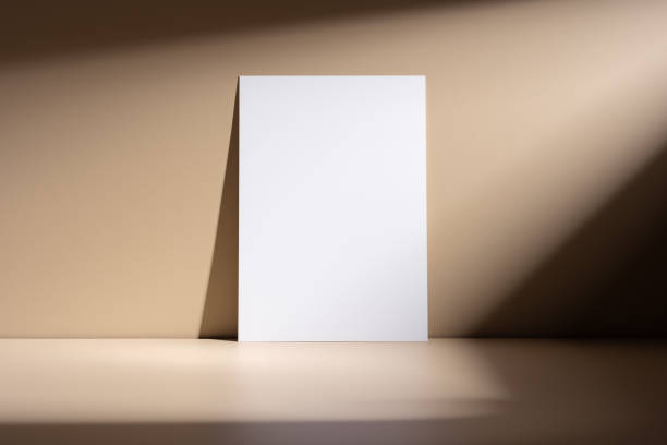 istock Minimalistic blank mockup poster with shadows on beige neutral background 2183488434