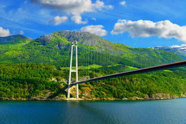 Hardanger bridge over the Eidfjorden branch of Hardangerfjorden in Hordaland county.