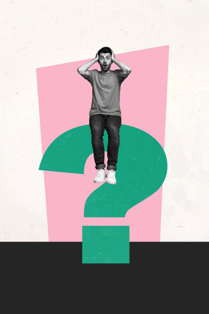 istock Vertical photo collage of astonished guy sit question mark sign dilemma solution contemplation isolated on painted background 2183494161