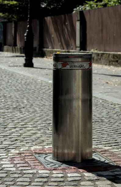 istock Retractable pole or automatic bollard to stop traffic in the pedestrian downtown district of Ljublana Slovenia Europe. 2183494189