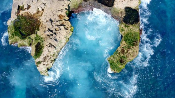 Aerial photography of Devil's Eye,Blue Dream Island,Bali, Indonesia.Including islands,Oceans.