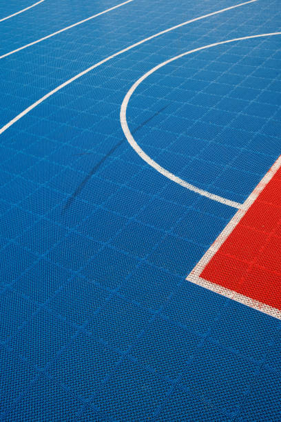 istock Basketball court marked with white lines 2183497172
