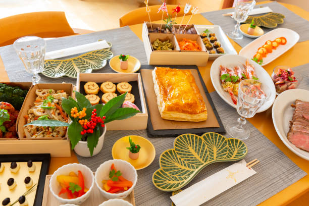 istock Japanese home-made new year's dishes on the dining table. 2183497262