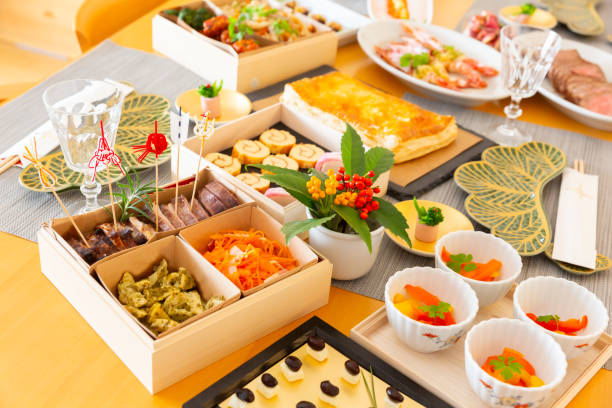 istock Japanese home-made new year's dishes on the dining table. 2183497281