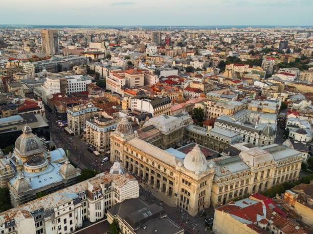 View of city Bucharest, Romania at night