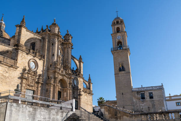 istock Side View of Jerez Cathedral Highlighting Its Ornate Bell Tower 2183500343