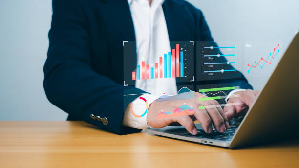 istock Strategic planning to increase sales profits, Businessman touching virtual screen Graph analysis of business growth and investment, long-term business plan. 2183510553