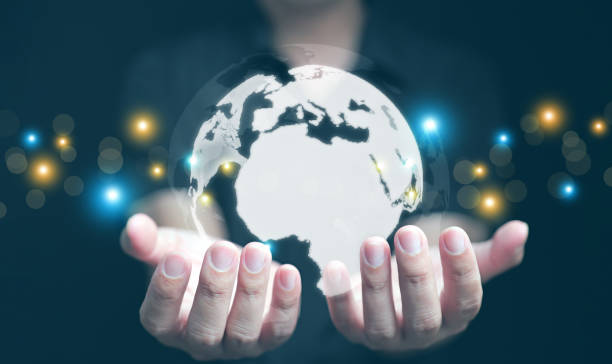 istock Globe in your hands concept. A businessman can use, control, and access communication, information, data, and networks globally 2183513979