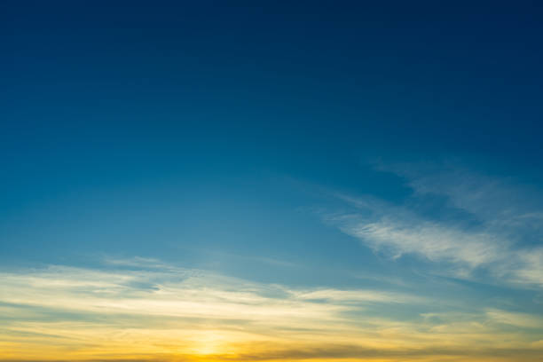 istock Blue Sky with Colorful Light Pink Cirrus Clouds at Sunset Abstract Texture Background 2183515867