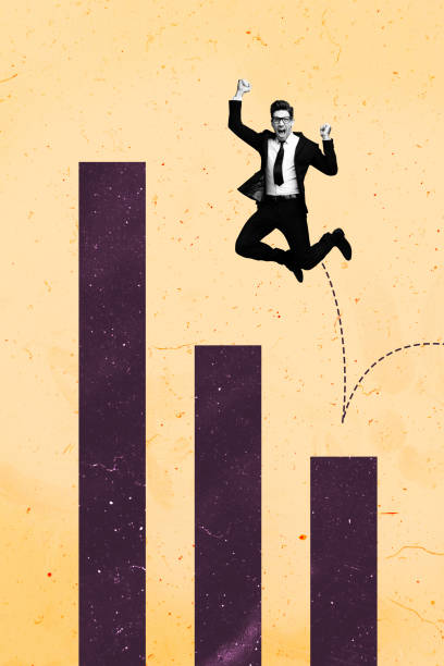 istock Vertical poster collage young man leadership charts achieve goal success progress improvement career promotion drawing background 2183516445