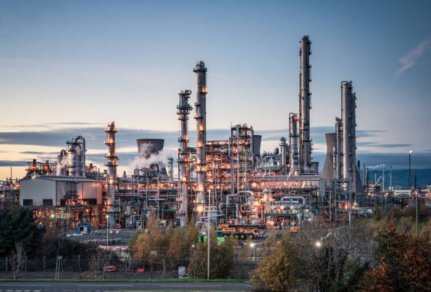 istock Large petrochemical plant at dusk 2183517390