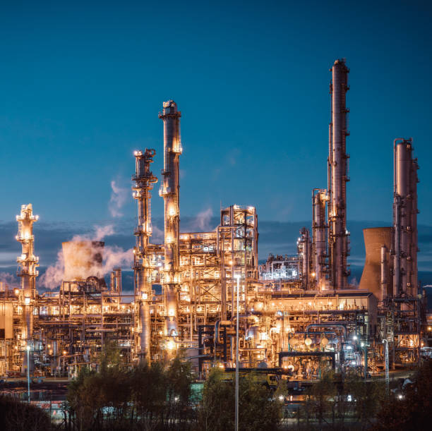 istock Oil Refinery at dusk 2183517401