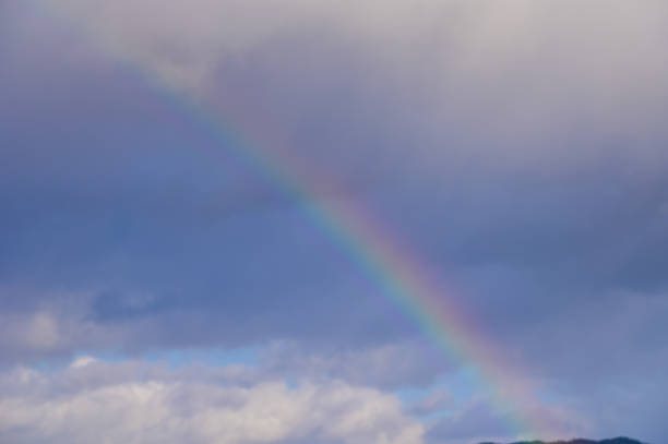 Rainbow on the sky. Stunning nature scene, nature background. Copy space.