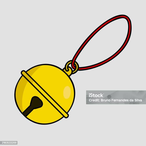 String Bell Icon Golden Jingle Bell Vector With Red String Illustration With Black ...