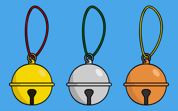 istock Jingle Bells in Gold, Silver and Bronze Colors, with String. Illustration with Black Outline. 2183533241