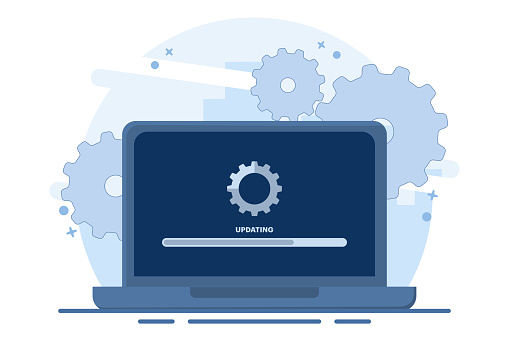 Laptop Computer With Software Update Screen System Maintenance Update ...