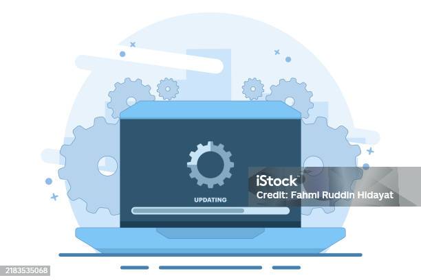 Laptop Computer With Software Update Screen System Maintenance Update ...