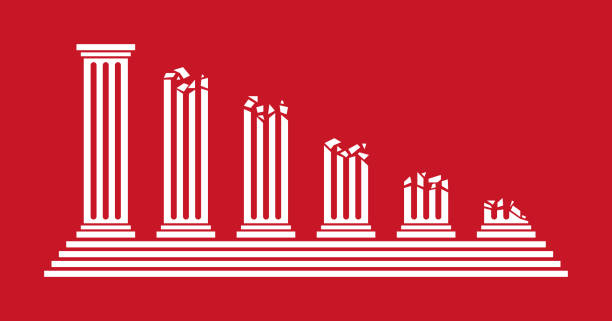 stockillustraties, clipart, cartoons en iconen met collapse deterioration ruin failure government institution building facade architectural columns - amerikaanse hooggerechtshof