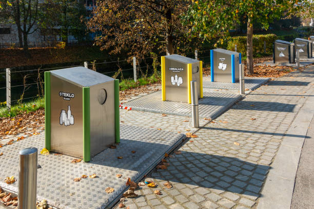 istock Recycling Color-Coded Waste Bins in Ljubljana 2183539932