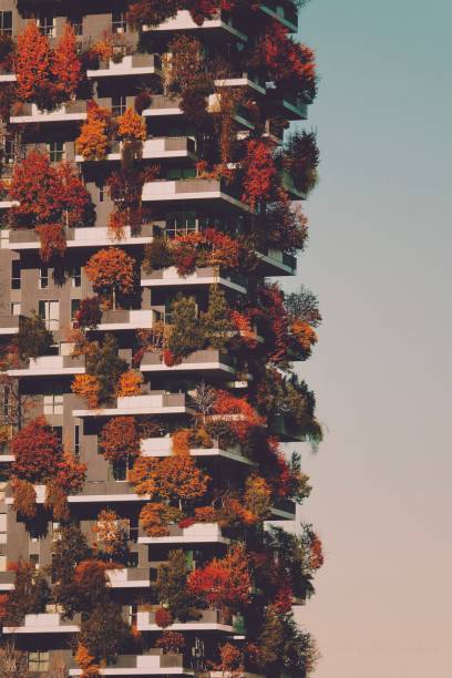 istock Skyscraper with trees on the balconies during autumn 2183546903