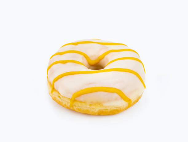 istock White chocolate donut with yellow stripes 2183548768