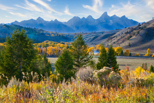 istock Grand Tetons panoramic landscape with river and autumnal colors 2183567965