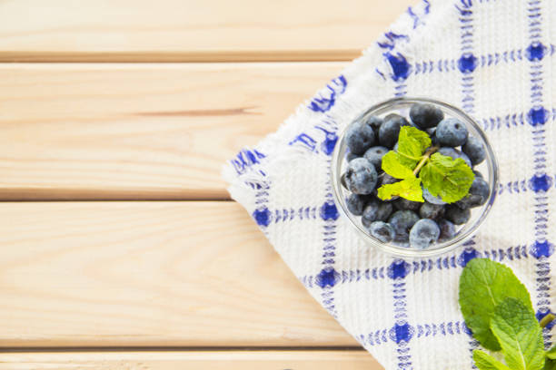 Blueberries on small plate, close up