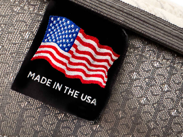 Embroidered mattress tag saying “Made in the USA”