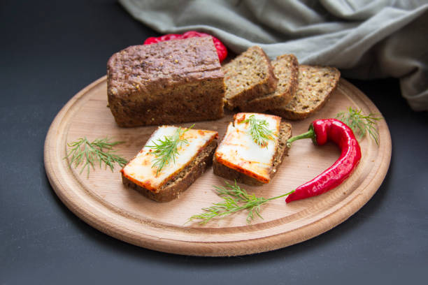 Delicious bread with garlic, lard, herbs, and chili