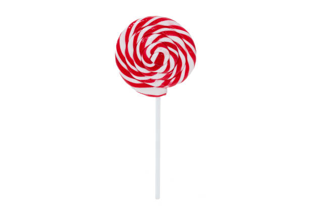 Red and white Lollipop swirl on a stick  - isolated on white background