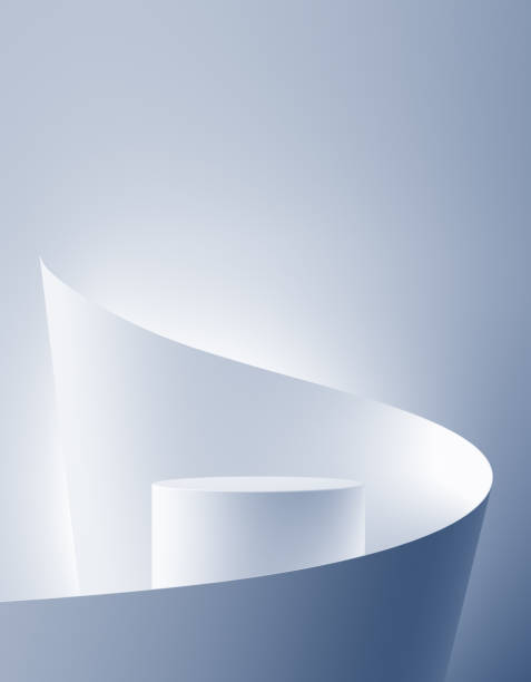 3D soft blue round product podium background