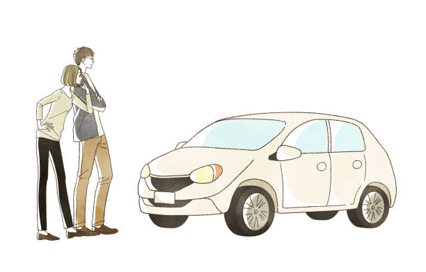 istock Car and smiling man and woman 2183585931