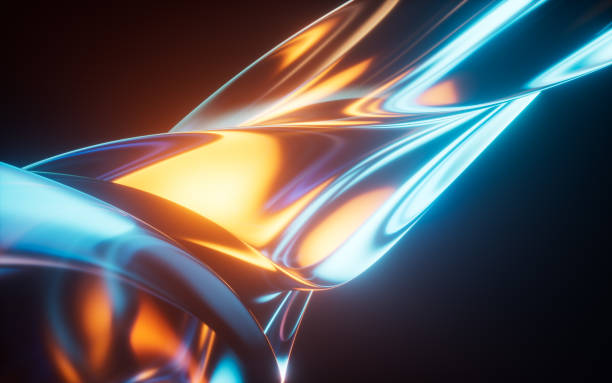 istock Dark transparent glass curves background, 3d rendering. 2183592071