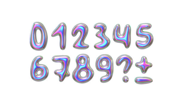 istock Holographic numbers set from 0 to 9 in metallic colors realistic 3d design, Liquid metal chrome shaped alphabet. Vector illustration 2183597331